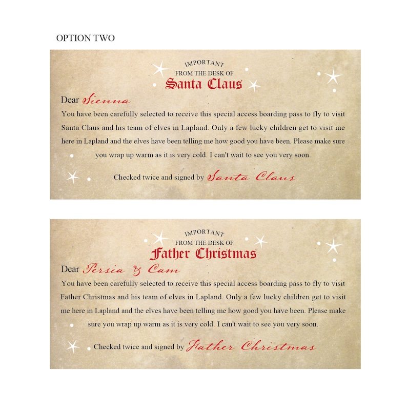 Lapland Reveal, Boarding Pass From Father Christmas, Ticket To See Santa, Customise Santa Visit Pack image 10