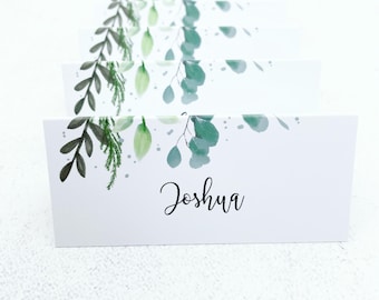 Foliage Wedding Place Cards, Eucalyptus Tent Place Names, Greenery Wedding Seating Cards, Printed Guest Name Cards, Botanical Table Decor