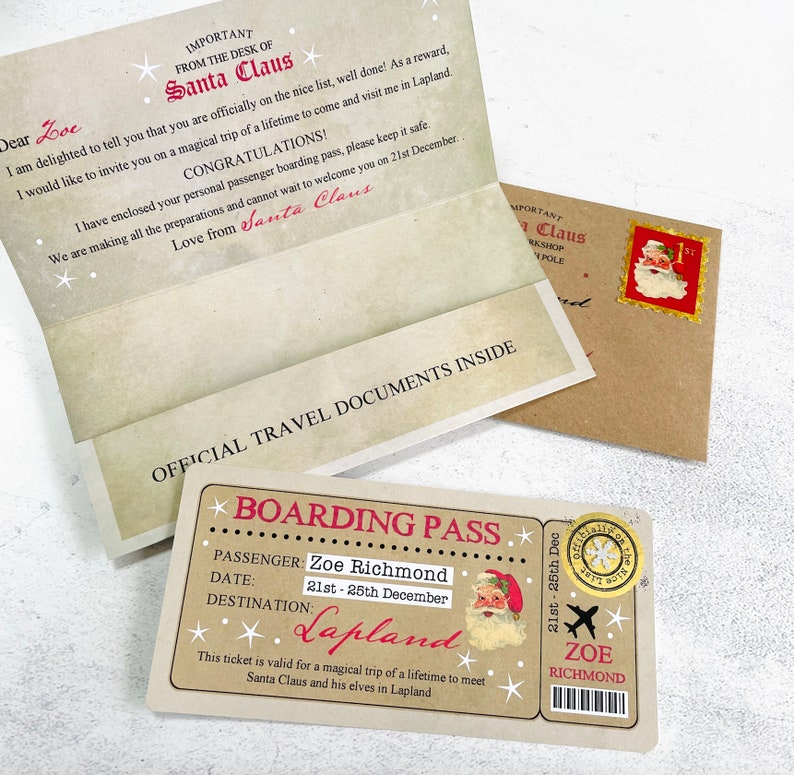 Lapland Reveal, Boarding Pass From Father Christmas, Ticket To See Santa, Customise Santa Visit Pack image 6