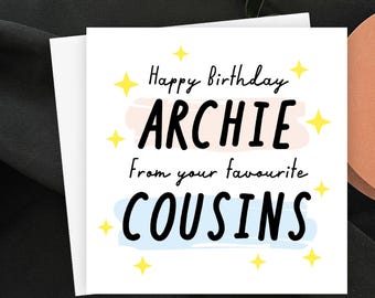 Personalised Favourite Cousin Birthday Card - Custom Name, Happy Birthday From Your Favourite Cousins, Funny Card