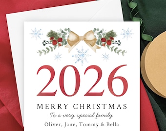 Personalised Merry Christmas 2026 Family Christmas Card