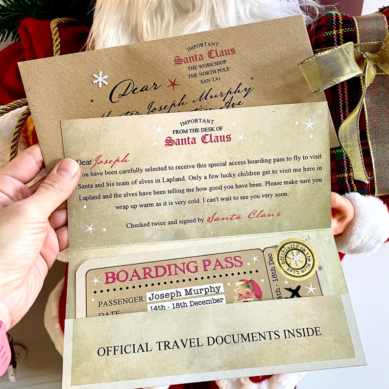 Lapland Reveal, Boarding Pass From Father Christmas, Ticket To See Santa, Customise Santa Visit Pack image 1