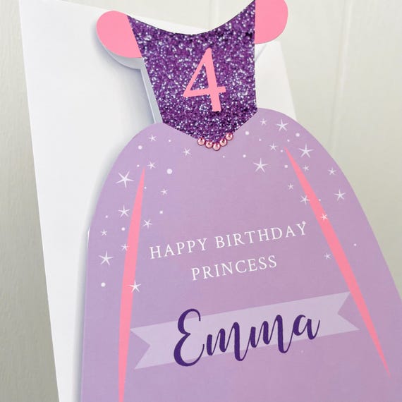 Personalized Princess Dress Birthday Card - Etsy