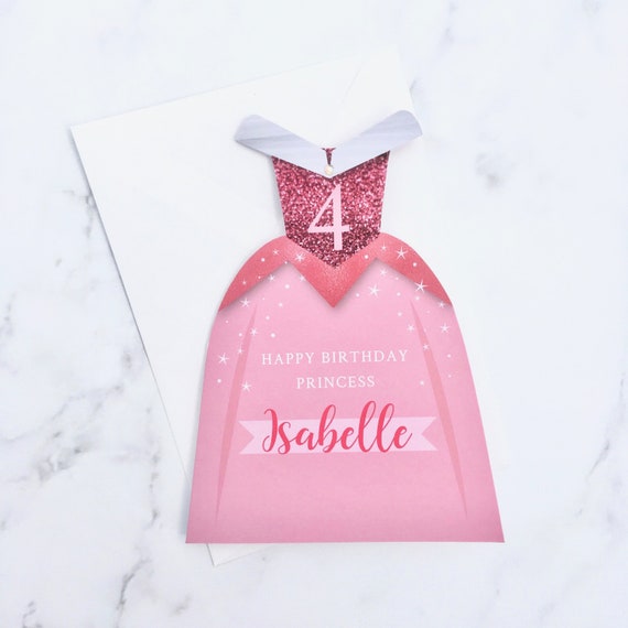 Personalized Princess Dress Birthday Card - Etsy