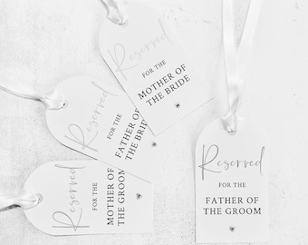 Custom Wedding Reserved Seat Tags, Personalised Ceremony Chair Signs with Ribbon, Family Reserved Seating Labels, Wedding Decor Tags