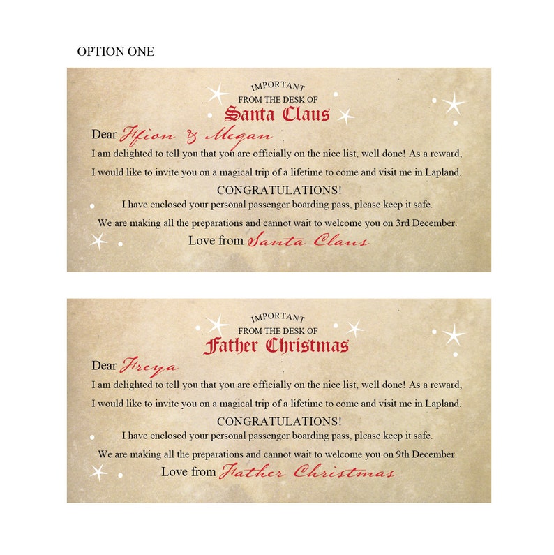 Lapland Reveal, Boarding Pass From Father Christmas, Ticket To See Santa, Customise Santa Visit Pack image 9