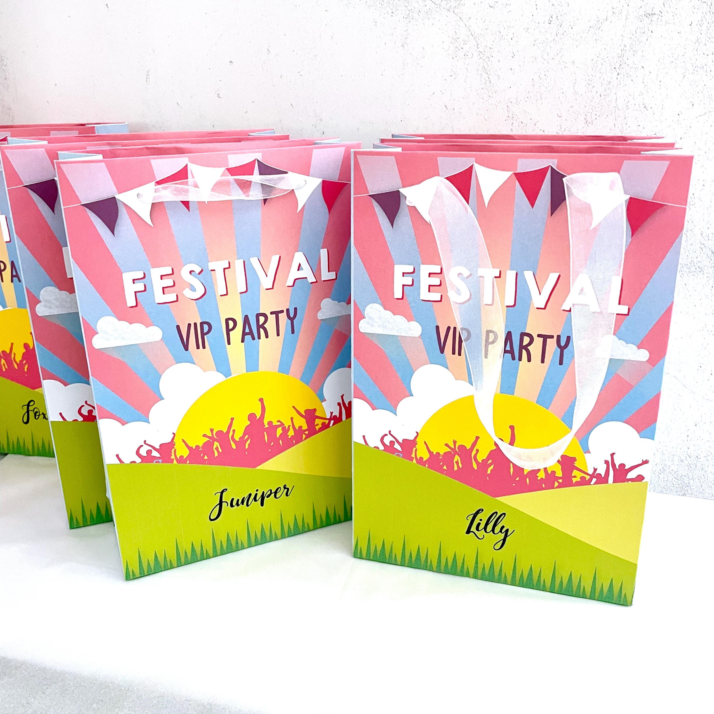 Festival Party Bags, Festival Themed Birthday Party Bags, Personalised Birthday Party Goody Bags
