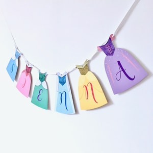 Personalised Princess Dress Banner, Coronation Birthday Party Bunting for Her Royal Highness, Keepsake Gift for Granddaughter Daughter Niece