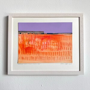 Cuadro original enmarcado, paisaje abstracto, cuadro original, tamaño 24 x 30 cm, paisaje moderno, obra de arte de estilo nórdico