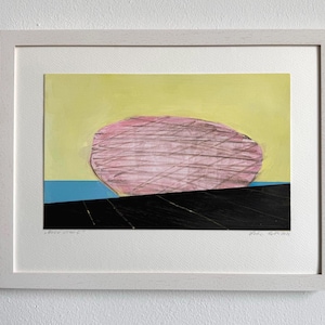 Paisaje abstracto, cuadro original, tamaño 24 x 32 cm enmarcado, paisaje moderno, obra de arte de estilo nórdico