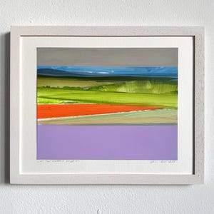 Cuadro original enmarcado, paisaje abstracto, cuadro original, tamaño 24 x 30 cm, paisaje moderno, obra de arte de estilo nórdico
