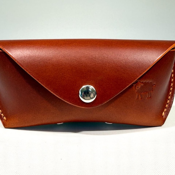 Handmade Full Grain Leather Glasses Case, Italian Veg Tan