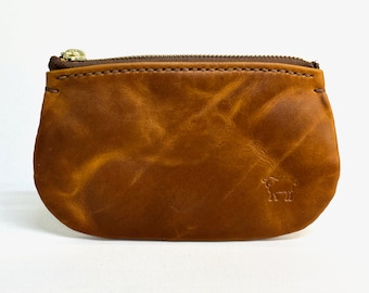 Handmade Leather Zipper Pouch, Coin Purse, Card Holder