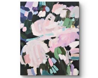 Extra Large Lavender Black Giclee Print, Pop of Color on streched Canvas