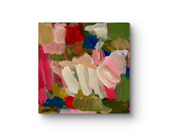 Abstract Canvas Wall Art: Red and Green Shades, 40 x 40 cm