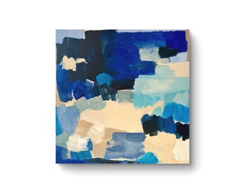 Blue Minimalist Large Abstract Painting, 80 x 80 cm
