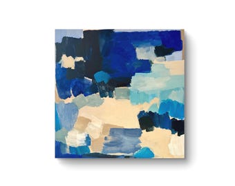 Blue Minimalist Large Abstract Painting, 80 x 80 cm