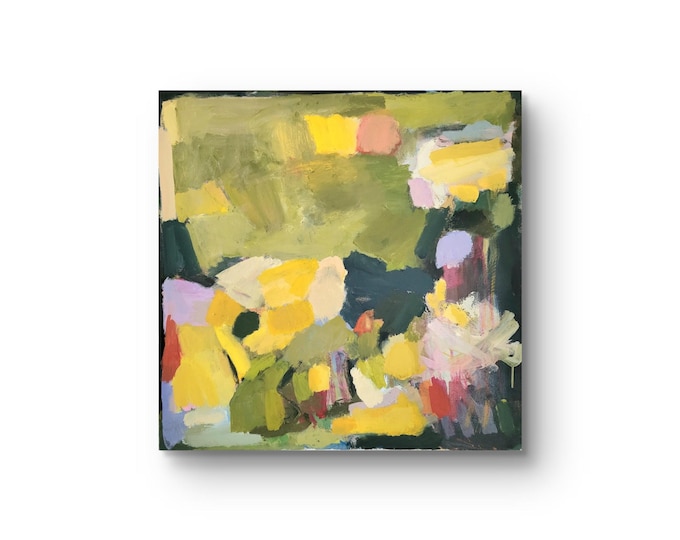 grüne Landschaft, abstrakt, Acral auf Leinwand, 80 x 80 cm