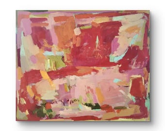 Red, abstrakt, Acryl und Ölkreide auf Leinwand, 100 x 120 cm
