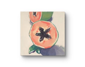 Stillleben Papaya, Acryl auf Leinwand, 30 x 30 cm