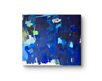 Oversized blue monochrom Abstract Canvas, 130 x 150 cm