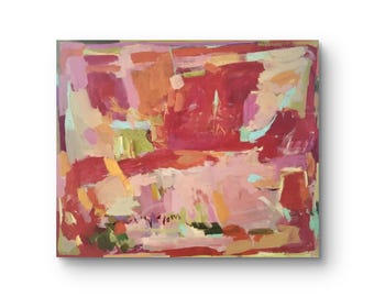 Red, abstrakt, Acryl und Ölkreide auf Leinwand, 100 x 120 cm