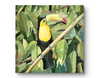Vibrant Toucan Oil Painting, 40 x 40 cm