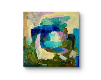 Large Geometric Abstract Canvas: maritim Colors, 70 x 70 cm