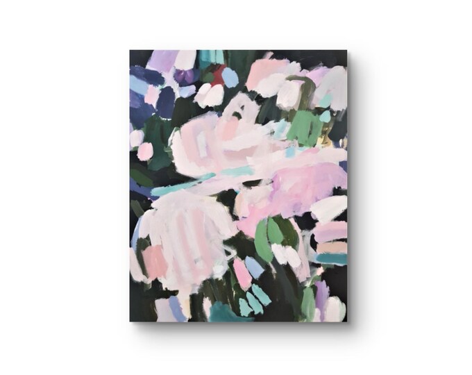 Extra Large Lavender Black Giclee Print, Pop of Color on streched Canvas
