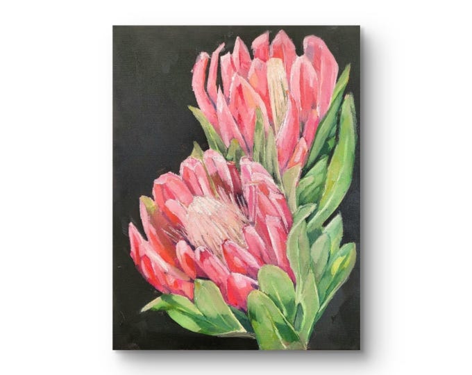 Protea Stillleben, Öl auf Malplatte, 24 x 30 cm