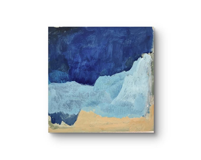 Blaue Landschaft, abstrakt, Acryl auf Holzplatte, 30 x 30 x 3 cm