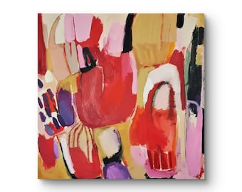 Rot Beige, abstrakt, Acryl auf Leinwand, 100 x 100 cm