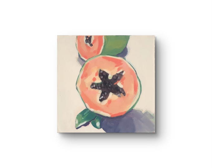 Stillleben Papaya, Acryl auf Leinwand, 30 x 30 cm