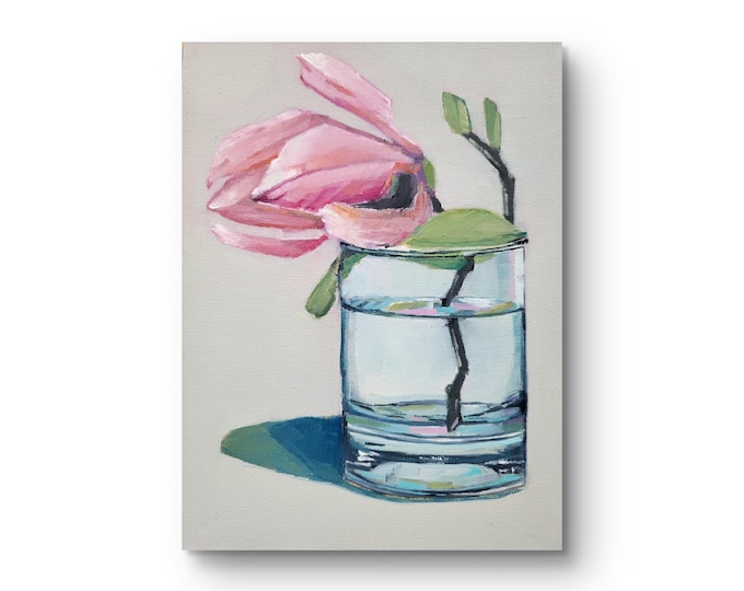 Stillleben Blume, Öl auf Malplatte, 18 x 24 cm
