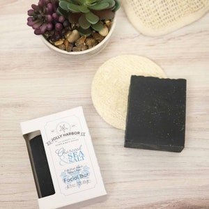 Charcoal & Sea Salt Facial Bars, 4.25 oz / Tea Tree and Lemongrass essential oils. Natural face soap. image 1