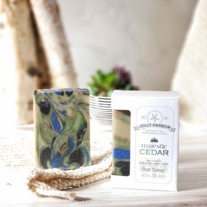 Pain de savon au cèdre majestueux, bois de cèdre, huile essentielle, entièrement naturel, parfum boisé unisexe