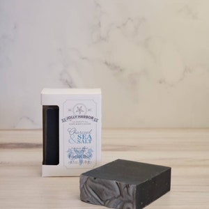 Charcoal & Sea Salt Facial Bars, 4.25 oz / Tea Tree and Lemongrass essential oils. Natural face soap. image 5