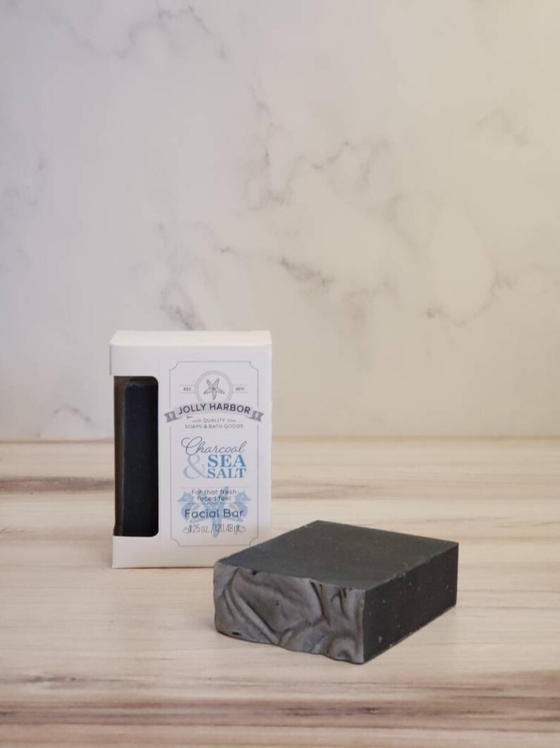 Charcoal & Sea Salt Facial Bars, 4.25 oz / Tea Tree and Lemongrass essential oils. Natural face soap. image 5