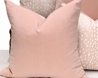 Blush velvet cushion pink velvet pillow cover soft pink throw pillow plain velvet