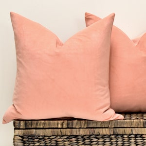 Coral velvet cushion pink coral velvet pillow cover soft pink throw pillow plain velvet