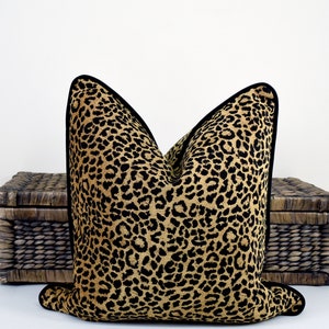Black and gold Leopard cushion covers Chenille leopard animal print pillow black velvet chinoiserie chic home decor