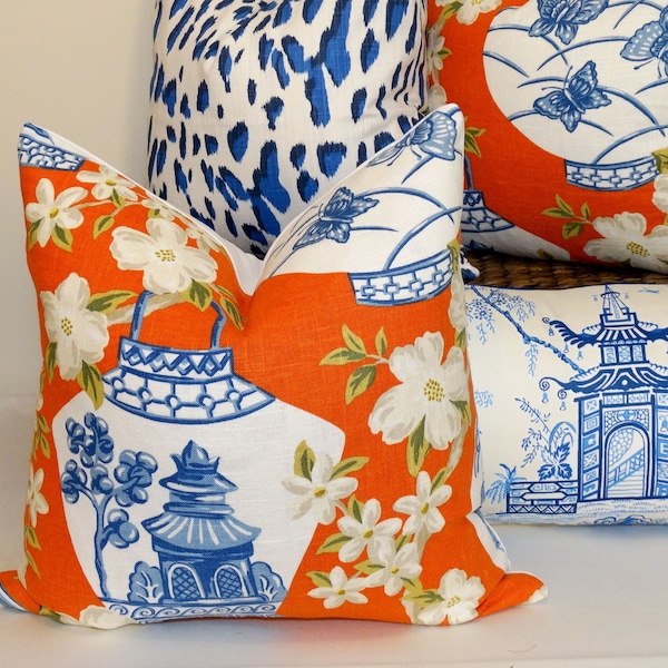 Blue and White Chinoiserie Pillow Etsy