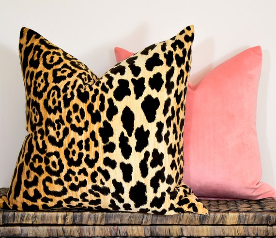 Chinoiserie Chic Leopard Velvet Pillow Cover Cotton Velvet - Etsy