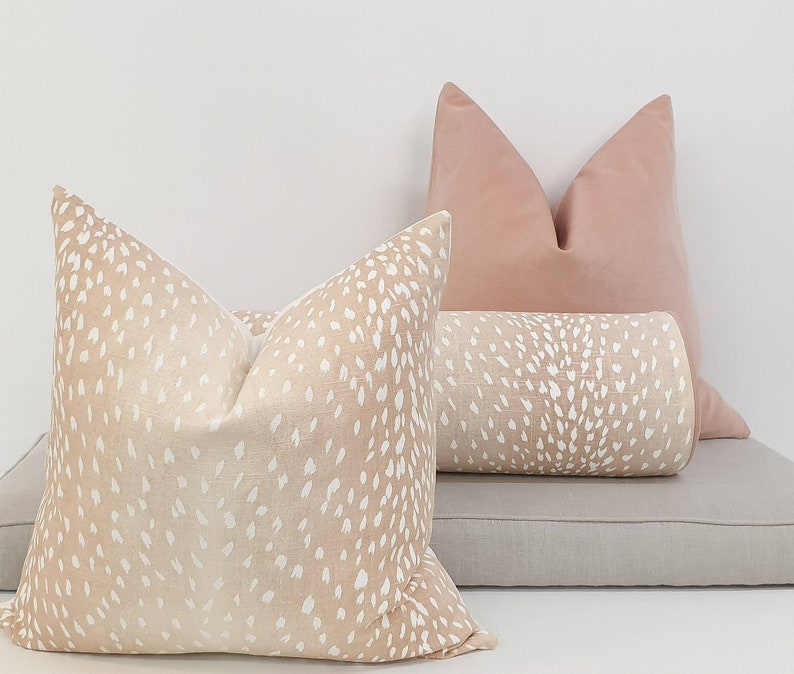 Blush bolster blush chinoiserie antelope round bolster cover Etsy