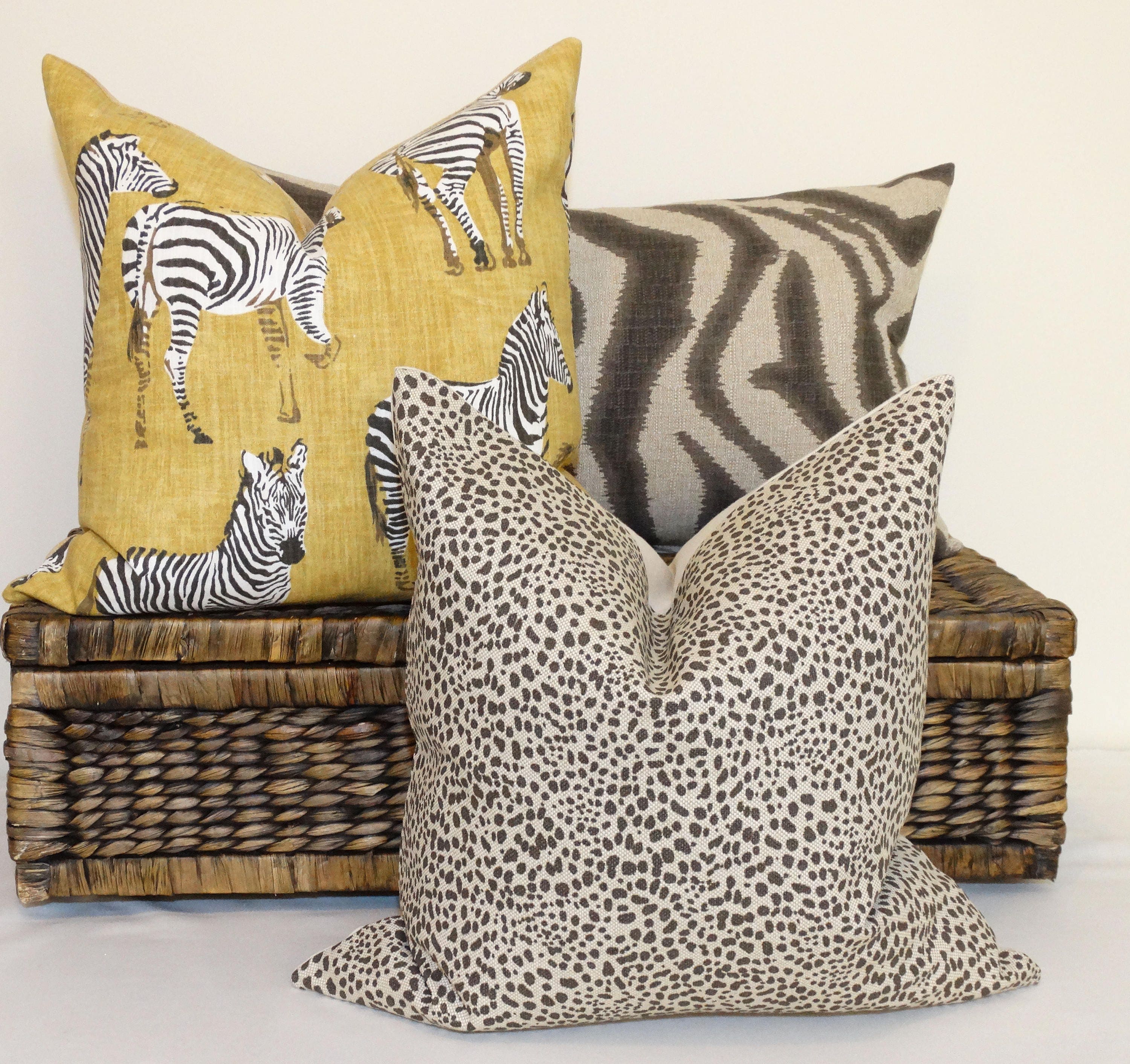 18 x 18 Throw Pillows (2) - Custom Zebra Pattern - Animal Social Company