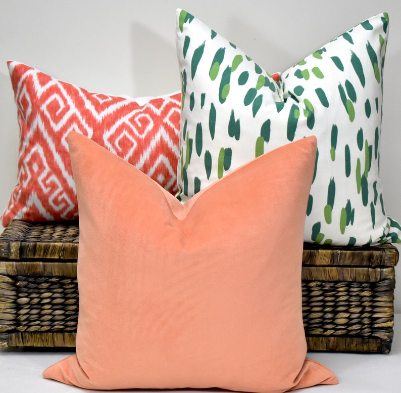 Coral Velvet Cushion Pink Coral Velvet Pillow Cover Soft Pink Etsy