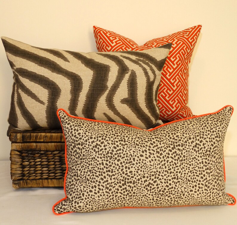 Zebra Cushion Safari Pillow African Animal Print Tan and Etsy