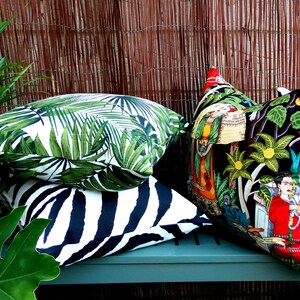 couverture tropicale d'oreiller de jardin mexicain coussin traditionnel noir et vert jettent les tropiques verts feuillus de boho image 9