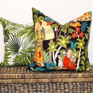 couverture tropicale d'oreiller de jardin mexicain coussin traditionnel noir et vert jettent les tropiques verts feuillus de boho image 4