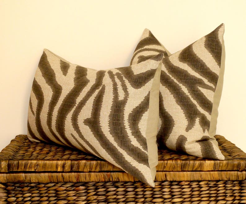 Zebra Cushion Safari Pillow African Animal Print Tan and Etsy
